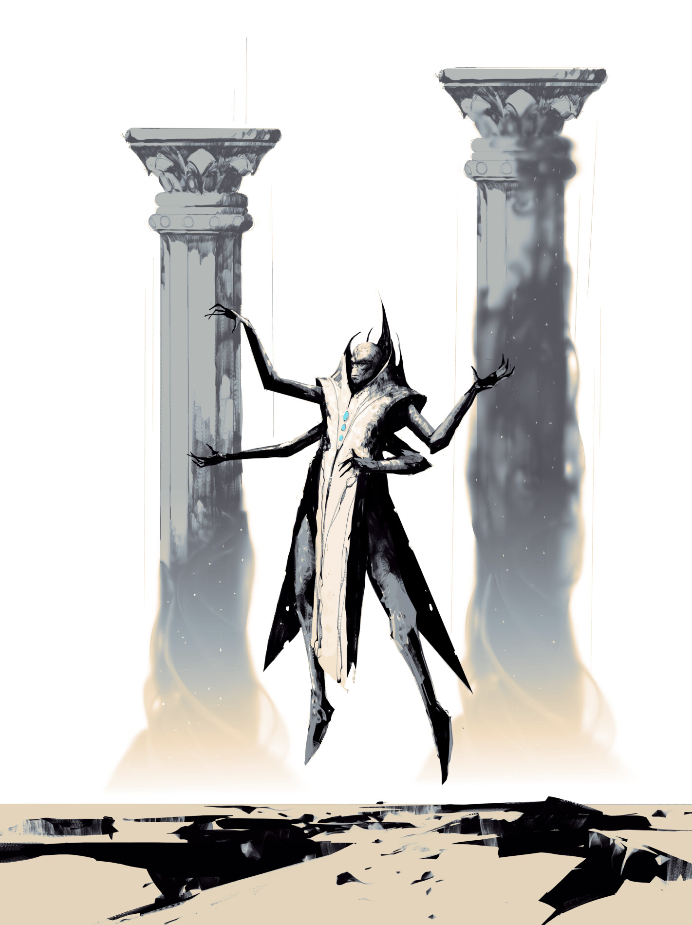 Concept art of a Seer practicing magic — the elder race that forged the first Bloodstone in the Age of Beasts.
