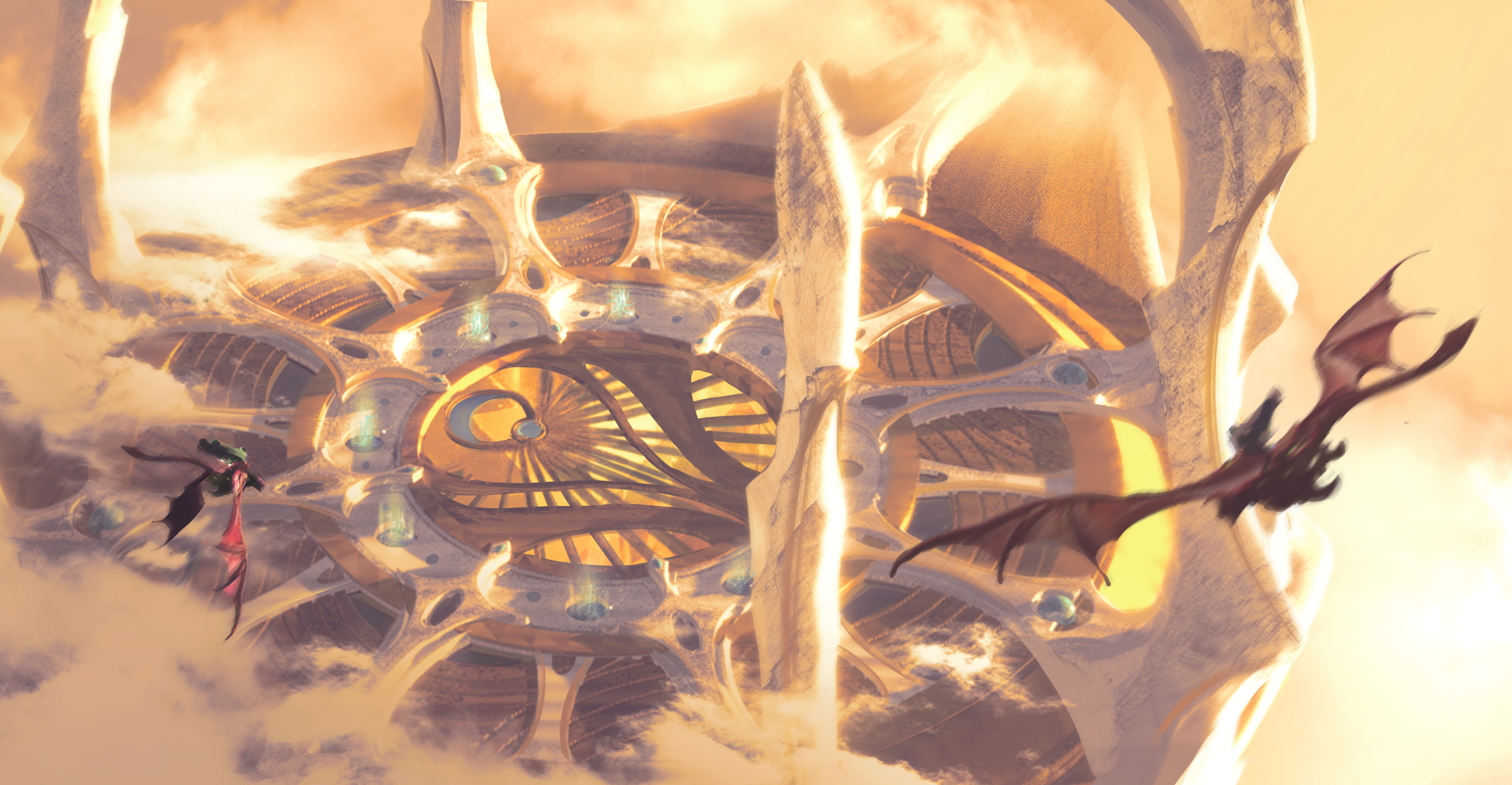 Concept art of the World Spire towering over Amnytas.